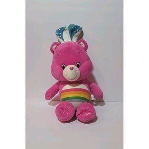Just Play Care Bear CHEER BEAR with Easter Bunny Ears Pink w Rainbow Belly Badge